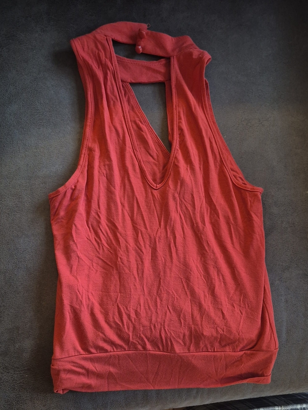 bebe Coral Red V-Back Sleeveless Tank